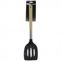  spatulă plastic cu mâner de lemn neagră cu aspect granit