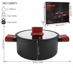  cratiță antiaderentă cu capac sticlă cu mânere silicon