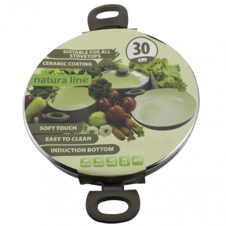 Wok 30 cm cu acoperire ceramica cu doua manere plus capac