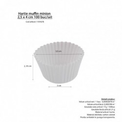 Mini muffinpapír készlet, Fehér, 2,5x4 cm, 100 db