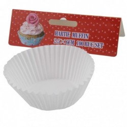 Muffin papírkészlet, Fehér, 2,5x6 cm, 100 db
