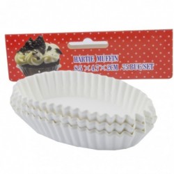 Muffin papírkészlet, Ovális, Fehér, 8,5x 4,7 x 2 cm, 75 db