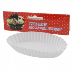 Muffin papírkészlet, Ovális, Fehér, 8,5x 4,7 x 2 cm, 75 db