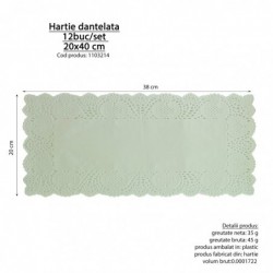Csipkézett papír, 12 db/szett 20x40 cm