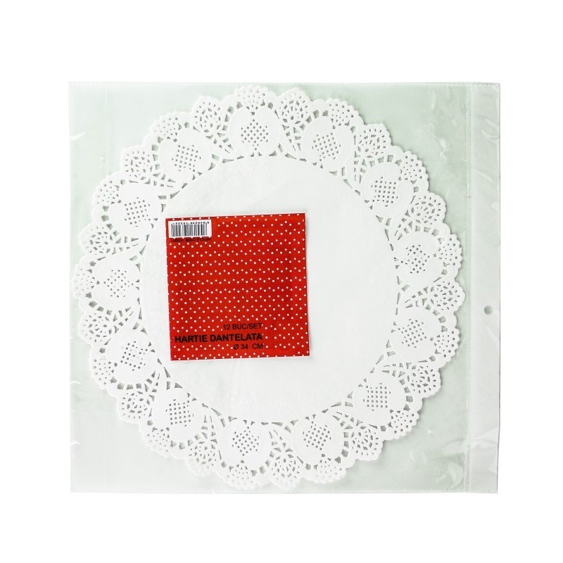 Csipkézett papír, 12 db/szett ø 34 cm