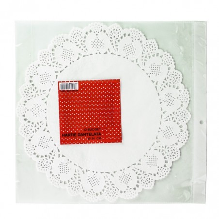 Csipkézett papír, 12 db/szett ø 34 cm