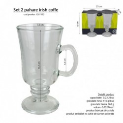 Irish coffee pohár szett, 2 db