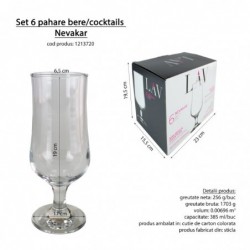 Sörös/koktélos pohár szett, 6 db (nevakar)