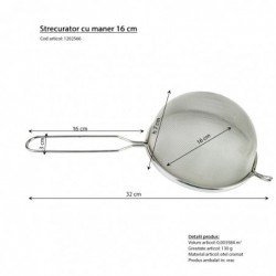 Szűrő nyéllel, 16 cm