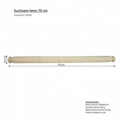 Fából készült sodrófa, 70 cm