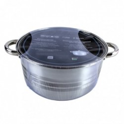 Rozsdamentes edény + üveg fedő, 26x13, 7 L