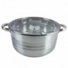 Rozsdamentes edény + üveg fedő, 26x13, 7 L