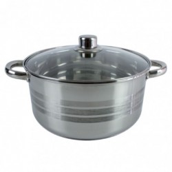 Rozsdamentes edény + üveg fedő, 26x13, 7 L