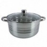 Rozsdamentes edény + üveg fedő, 26x13, 7 L