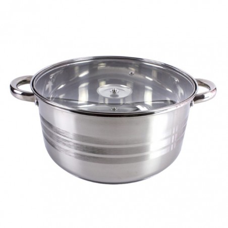 Rozsdamentes edény + üveg fedő, 24x12, 5,5 L