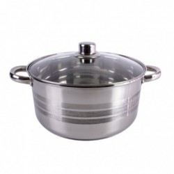 Rozsdamentes edény + üveg fedő, 24x12,  5,5 L