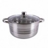 Rozsdamentes edény + üveg fedő, 24x12,  5,5 L