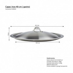 Fedő, rozsdamentes, 40 cm (gastro)