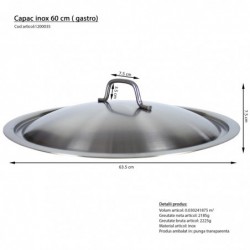 Fedő, rozsdamentes, 60 cm (gastro)