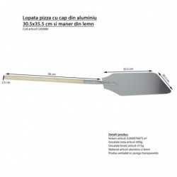 Pizzalapát 30,5x35,5 cm alumínium fejjel és fa nyéllel