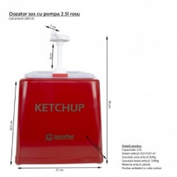 Profi szósz adagoló, pumpás, 2,5 l, piros