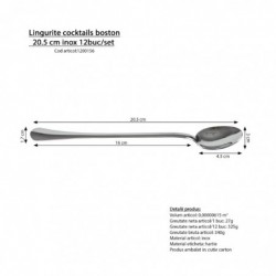 Boston koktél kanál, 20,5 cm, rozsdamentes, 12 db/szett
