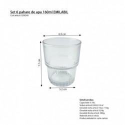 Empilable vizespohár, 6 db/szett, 160 ml