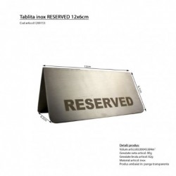 „reserved”rozsdamentes asztal táblácska,  12x6 cm