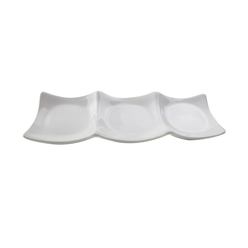 Előételes tál, 3 rekesszel, porcelán