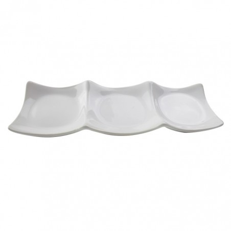 Előételes tál, 3 rekesszel, porcelán