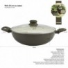 Kerámia bevonatú wok két fogantyúval és fedővel, 30 cm