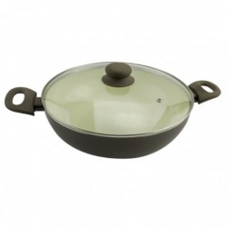 Kerámia bevonatú wok két fogantyúval és fedővel, 30 cm
