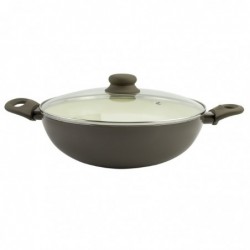 Kerámia bevonatú wok két fogantyúval és fedővel, 30 cm