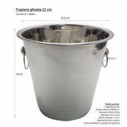 Jegesvödör 22 cm, rozsdamentes