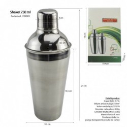 Shaker, 750 ml, rozsdamentes