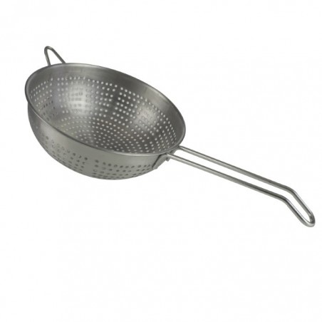 Szűrő egy fogantyúval, apró lyukú, 18 cm, matt, rozsdamentes