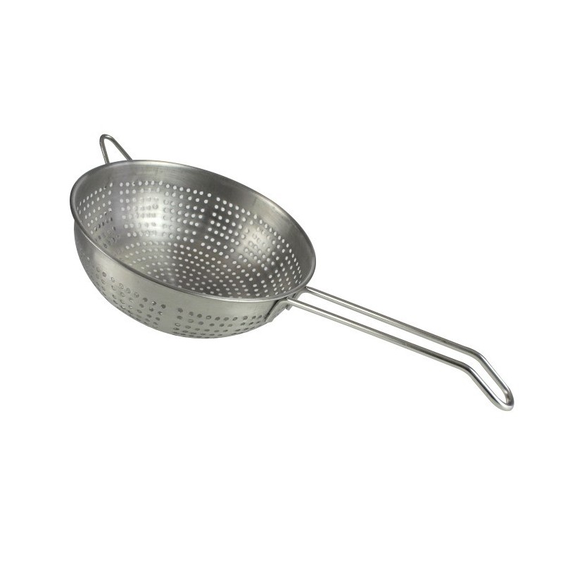 Szűrő egy fogantyúval, apró lyukú, 20 cm, matt, rozsdamentes