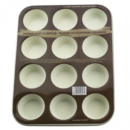 Kerámia bevonatú muffin sütőforma, 12 db