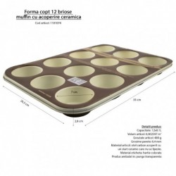 Kerámia bevonatú muffin sütőforma, 12 db