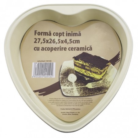 Kerámia bevonatú szív alakú tepsi 27.5x26.5x4.5