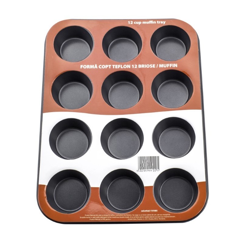 Teflon bevonatú muffin sütőforma, 12 db