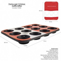 Teflon bevonatú muffin sütőforma, 12 db