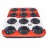 Teflon bevonatú, virág alakú muffin sütőforma, 12 db