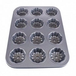 Teflon bevonatú, virág alakú muffin sütőforma, 12 db