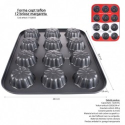 Teflon bevonatú, virág alakú muffin sütőforma, 12 db