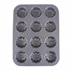 Teflon bevonatú, virág alakú muffin sütőforma, 12 db