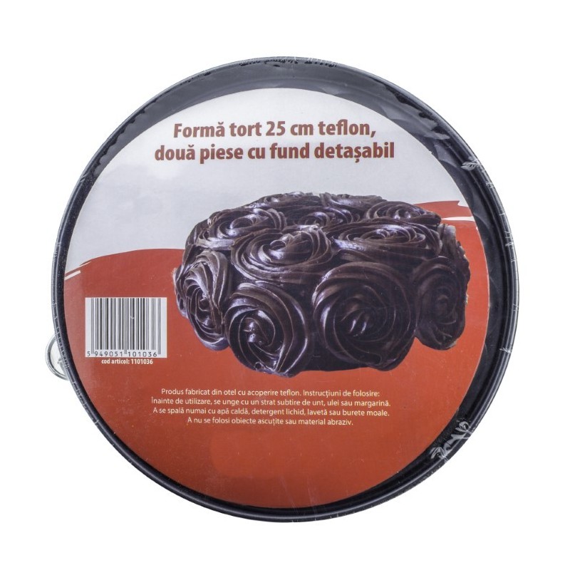 Teflon bevonatú tortaforma, kivehető aljú, 25 cm