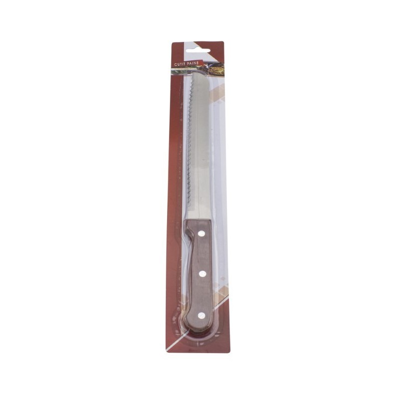 Fa nyelű kenyérvágó kés, 19.5 cm